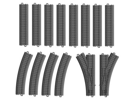 Plastic Track Extension Set - My World -- 8 Straight, 4 Curves, 2 Turnouts For Battery-Operated Trains Only