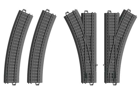 Plastic Track Turnouts - My World -- 2 Turnouts, 2 Curves For Battery-Operated Trains Only