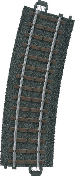 3-Rail C Track -- R2 Curve, 17-1/4"  43.8cm Radius, 15 Degrees