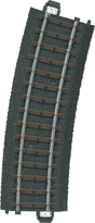 3-Rail C Track -- R2 Curve, 17-1/4"  43.8cm Radius, 15 Degrees