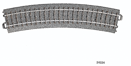 3-Rail C Track -- R2 Curve - 17-1/4"  43.8cm Radius, 24.3-Degree