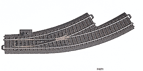 3-Rail C Track -- Left Hand Manual Curved Turnout