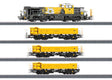 Leonhard Weiss Construction Train-Only Set - 3-Rail - Sound and Digital -- Class DE Diesel, 3 Type Fakks 127 Side Dump Cars (Era VI, yellow, black)