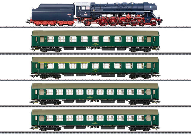 Museum Train-Only Set - 3-Rail - Sound and Digital -- Class 498.1 4-8-2 Albatros, 4 UIC-Y Passenger Cars Czechian Railways CD-1