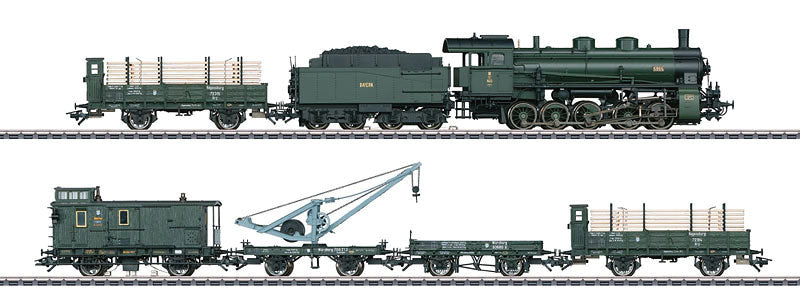 Bavarian State Railways Steam Train-Only Set w/Sound & Digital - 3-Rail -- Class G 5/5 0-10-0 w/5 Cars (Era II, green)