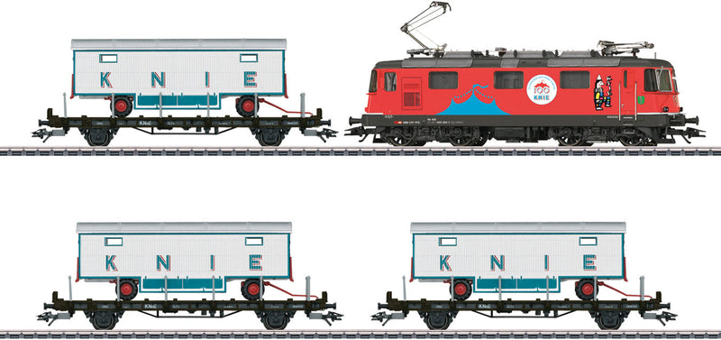 Swiss National Circus Knie 100 Years Train-Only Set - 3-Rail - Sound and Digit -- Swiss Federal Railways SBB Re 4/4 Electric, 3 Flatcars (Era VI 2018)