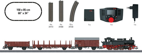 Era III Steam Freight Train Starter Set - 3-Rail w/Digital - Start Up -- German Federal Railroad DB Class 74 2-6-0T & 3 Cars, Track & Pack-1
