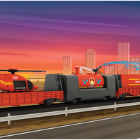 Fire Department Battery Starter Set with Sound - My World -- Diesel Loco, 3 Cars, C-Track Oval with Siding, Remote Controller