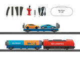 Harbor Logistics Battery-Operated Starter Set with Plastic Track - My World -- Locomotive, 2 Flatcars, Plastic Track and Controller-2