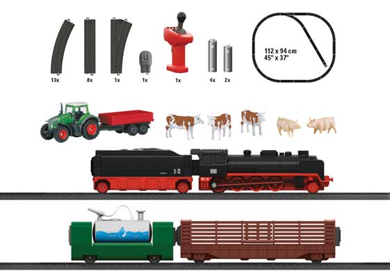 Battery-Powered Steam Starter Set - My World -- Steam Loco, 2 Cars, Oval w/Siding, Controller, Accessories