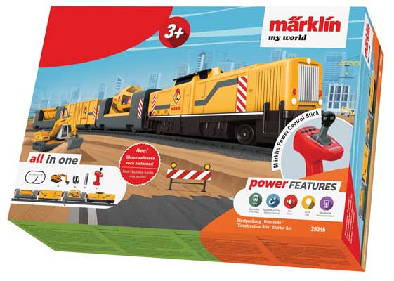 Battery-Powered Construction Site Starter Set - My World -- Diesel, 3-Cars, Track Oval w/Siding, Controller, Accessories-1