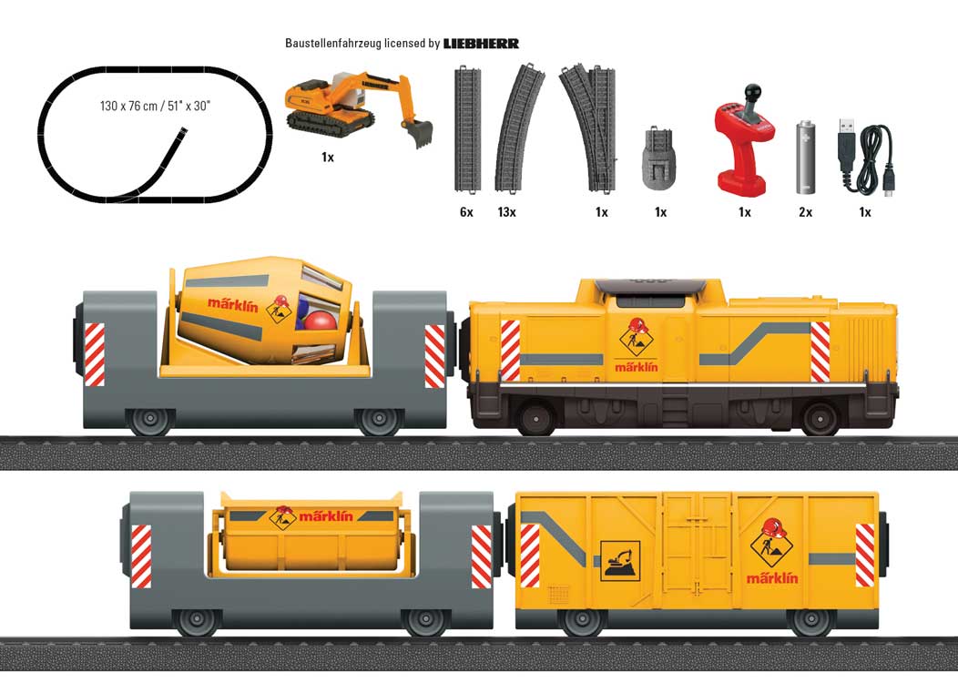 Battery-Powered Construction Site Starter Set - My World -- Diesel, 3-Cars, Track Oval w/Siding, Controller, Accessories-2