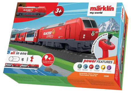 Glacier Express - Battery Operated Starter Set w/Plastic Track - My World -- Diesel Loco, 3 Cars, Track Oval, Controller-1