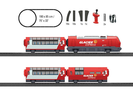 Glacier Express - Battery Operated Starter Set w/Plastic Track - My World -- Diesel Loco, 3 Cars, Track Oval, Controller-2