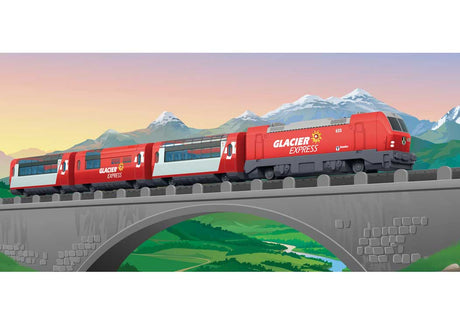 Glacier Express - Battery Operated Starter Set w/Plastic Track - My World -- Diesel Loco, 3 Cars, Track Oval, Controller-4