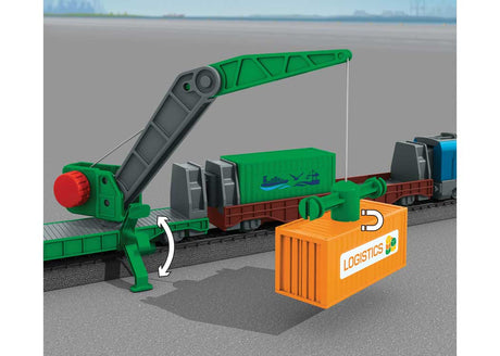 Container Logistics Battery-Powered Starter Set - My World -- Vectron Loco, 2 Cars, 72 x 34" Track Oval w/Siding, Remote Control-5
