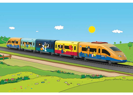 Mouse Train Battery Operated Starter Set - My World -- 5-Car ICE Train, Plastic Track Oval w/Siding, Remote Control-1