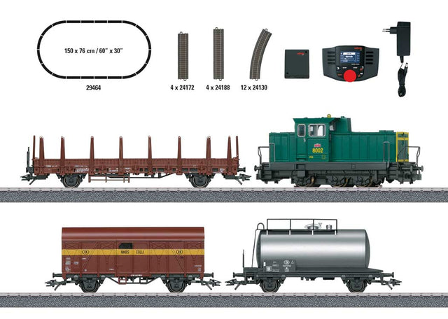 Belgian Freight Train Starter Set - Sound and Digital -- Class 8000 Diesel, 3 Cars, C-Track Oval, Mobile Station-1