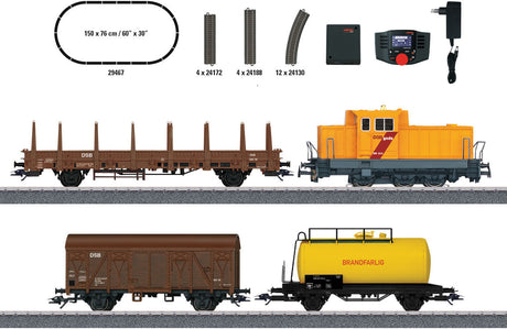 Danish Freight Train Starter Set - 3-Rail - Digital -- DSB Class MK Diesel, 3 Cars, C-Track Oval, Mobile Station