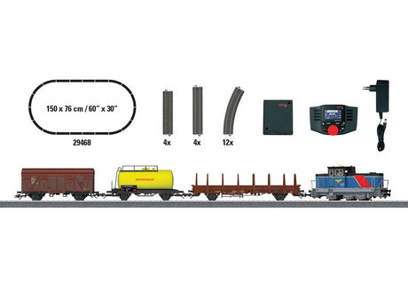 Swedish Freight Train Starter Set - 3-Rail w/Digital & Sound -- Green Cargo Era VI Class V5 Diesel, 3 Cars, Track Oval, Digital Controller-2