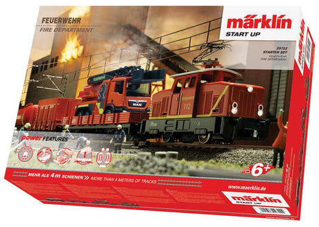 Fire Department Starter Set - 3-Rail - Sound and Digital - Start Up -- Henschel EA 500 Electric, 3-Cars, Fire Truck Load, C-Track Oval with Siding-2