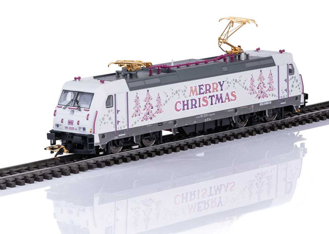 Class 185.2 Electric - 3-Rail - Sound and Digital -- Christmas Railroad WB (Era VI, white, gray, purple, pink)-1