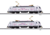 Class 185.2 Electric - 3-Rail - Sound and Digital -- Christmas Railroad WB (Era VI, white, gray, purple, pink)-2