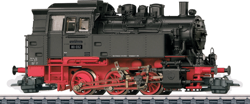 Class 80 0-6-0T - 3-Rail w/Sound & Digital -- German Federal Railroad DB (Era III 1958, black, red)