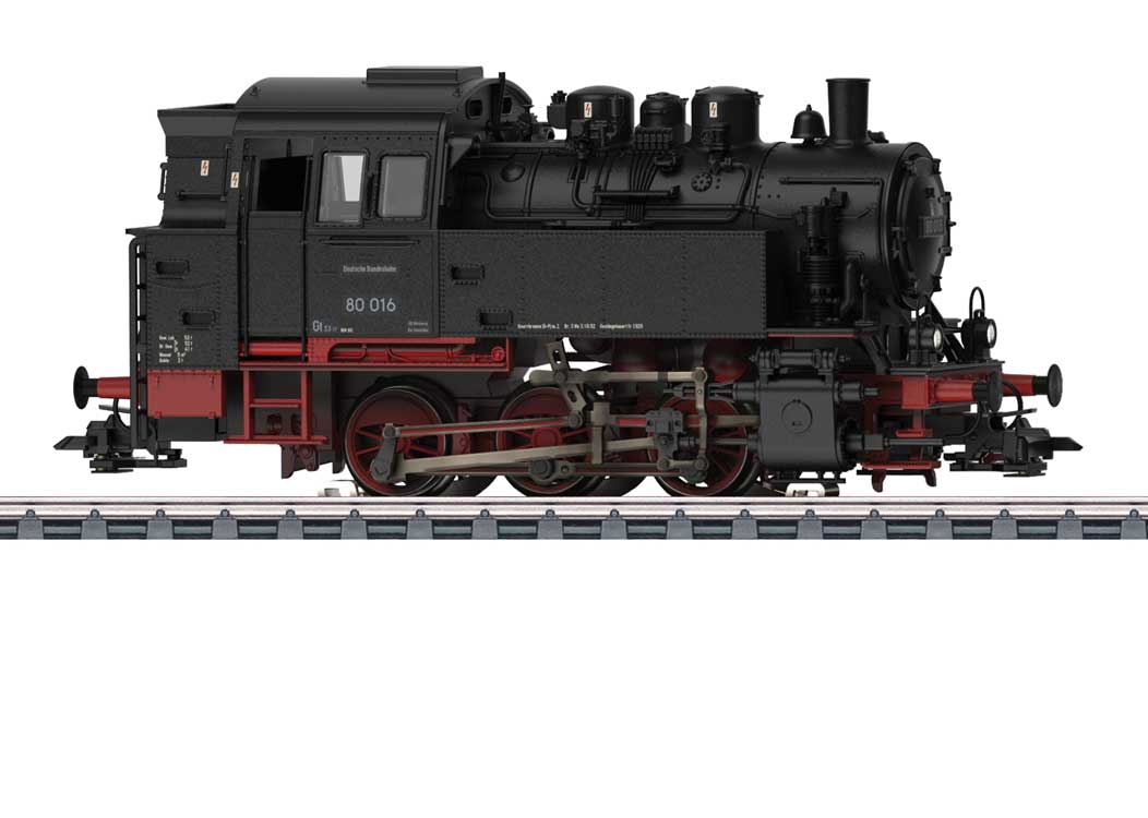 Class 80 0-6-0T - 3-Rail - Sound and Digital -- German Federal Railroad DB #80 016 (Era VI 1953, black, red)-3