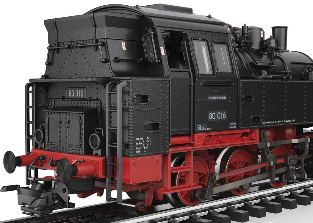Class 80 0-6-0T - 3-Rail - Sound and Digital -- German Federal Railroad DB #80 016 (Era VI 1953, black, red)-4