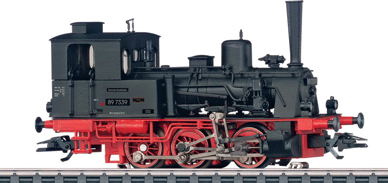 Class 89.70-75 0-6-0T - 3-Rail w/Sound & Digital -- German Federal Railroad DB #89 7339 (Era III 1950s, black, red)