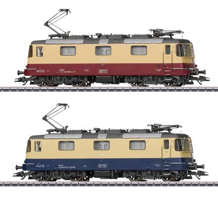 Class Re 421 2-Pack - 3-Rail w/Sound & Digital -- 2020 Schemes 1 Each: TEE #421 393-0 (red, beige) & Rheingold (blue, beige)-1