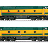 Class 55 Diesel 2-Unit Set (1 Each Powered and Unpowered) - 3-Rail - Sound and -- Belgian State Railways SNCB-NMBS 5506, 5509 (Era V, yellow, green, red)