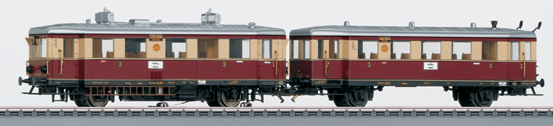 VT 135 Diesel Railcar w/VT 140 Trailer - 3-Rail - Sound & Digital -- German State Railroad DRG #VT 135 009, VB 140 032 (Era II)