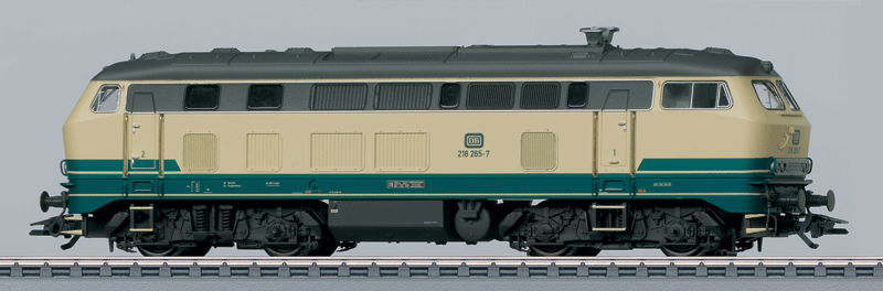 Class 218 Diesel - 3-Rail w/Sound & mfx+ Digital -- German Federal Railroad DB (Era IV, Ocean Blue, beige, gray)