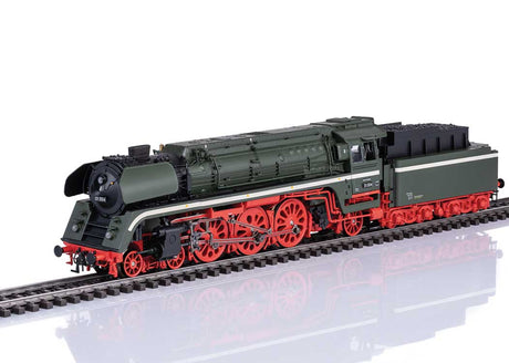 Class 01.5 4-6-2 w/2 2 T34 Coal Tender - 3-Rail - Sound and Digital -- German State Railroad DR #01 504 (Era III 1964, black, red, white)-1
