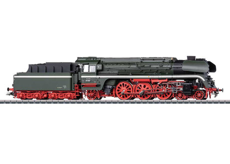 Class 01.5 4-6-2 w/2 2 T34 Coal Tender - 3-Rail - Sound and Digital -- German State Railroad DR #01 504 (Era III 1964, black, red, white)-2