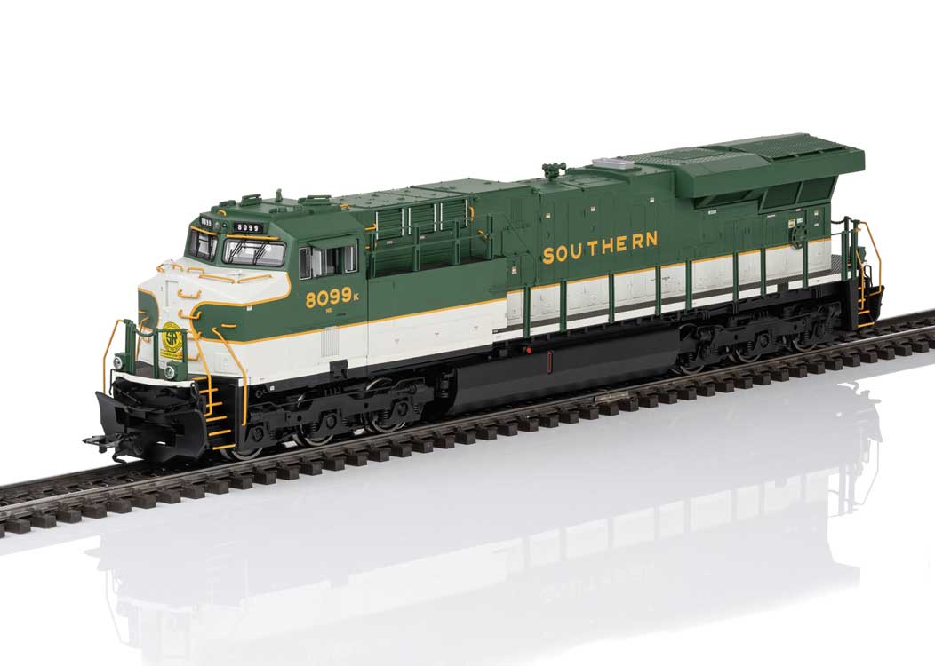 GE ES44AC - 3-Rail - Sound, Smoke and Digital -- Norfolk Southern #8099 (Southern Railway Heritage, green, white)-1