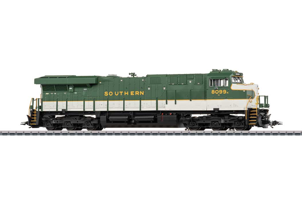 GE ES44AC - 3-Rail - Sound, Smoke and Digital -- Norfolk Southern #8099 (Southern Railway Heritage, green, white)-2