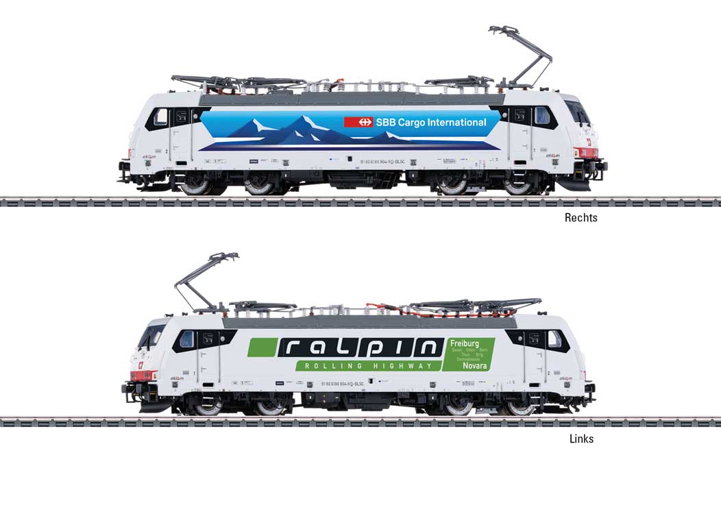 TRAXX 2 Class 186 Electric - 3-Rail - Sound and Digital -- Swiss Federal Railroad SBB #186 904-9 Ceneri (Era VI, Cargo and Ralpin Schem-2