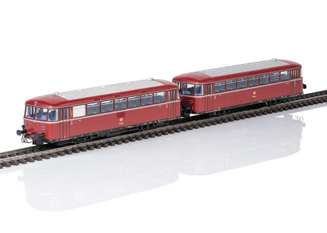 Class 798 Diesel Railcar w/998 Trailer  - 3-Rail - Sound and Digital -- German Federal Railroad DB #798 666-4, 998 660-5 (Era IV 1970s, red, gray)-1