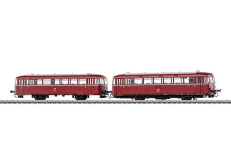 Class 798 Diesel Railcar w/998 Trailer  - 3-Rail - Sound and Digital -- German Federal Railroad DB #798 666-4, 998 660-5 (Era IV 1970s, red, gray)-2