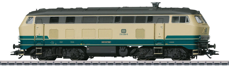 Class 218 Diesel - 3-Rail w/Sound & Digital -- German Federal Railroad DB (Era IV 1986, ocean blue, ivory)