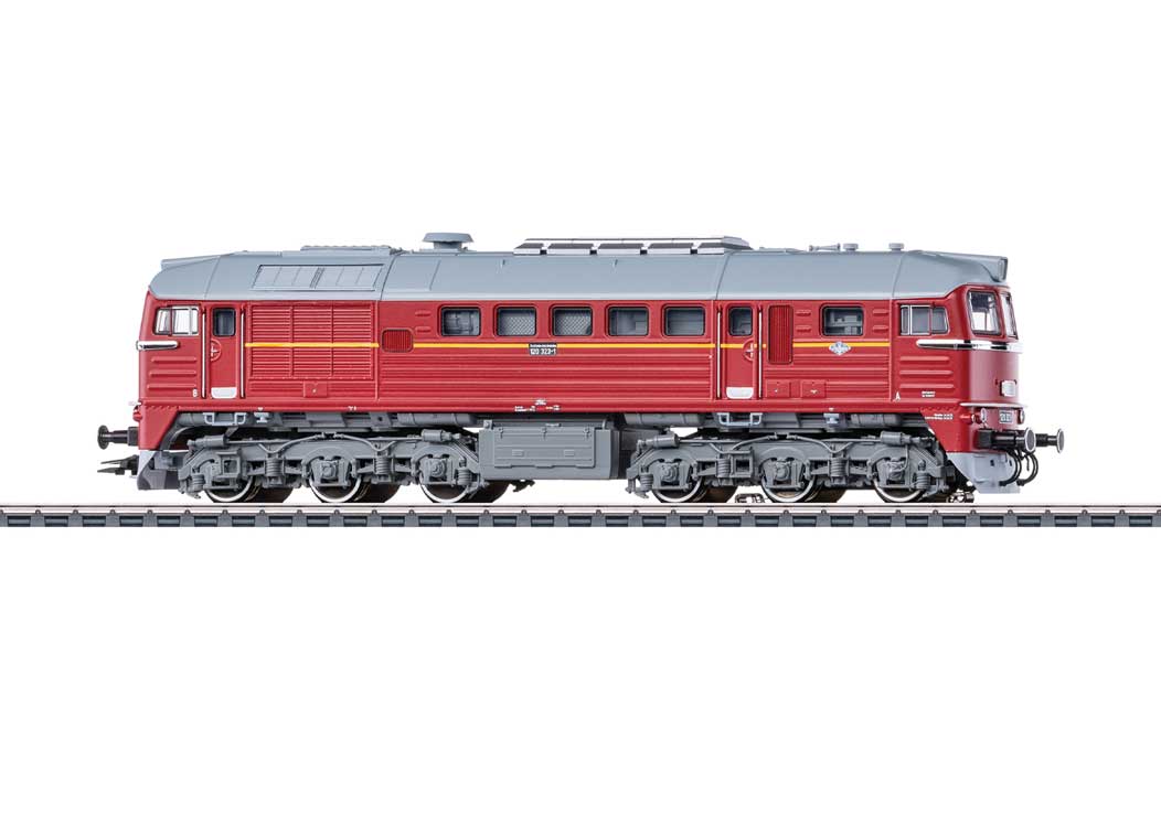 Class 120 Diesel - 3-Rail - Sound and Digital -- German State Railroad DR #120 323-1 (Era IV 1973, red, gray)-2