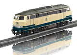 Class 218 Diesel - 3-Rail - Sound and Digital -- German Federal Railroad DB #218 401-8 (Era IV 1976, ivory, blue, black)-1