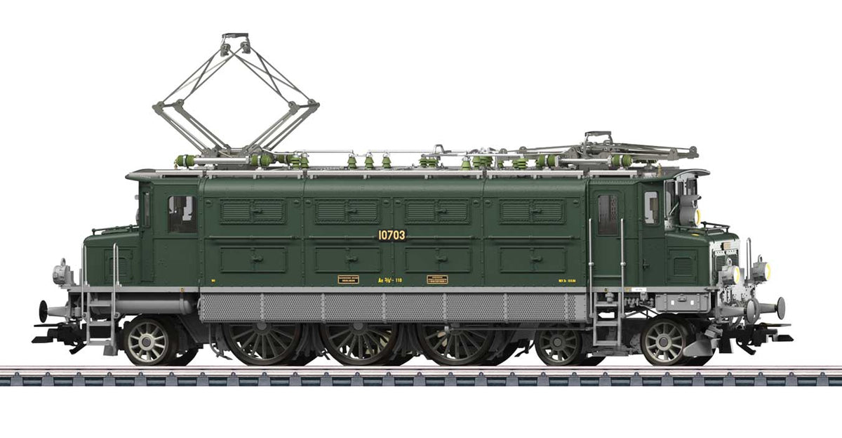 Class Ae 3/6 I Electric - 3-Rail w/Sound & Digital -- Swiss Federal Railways SBB/CFF/FFS #10703 (Era III 1950s, Fir Green, gray)-2