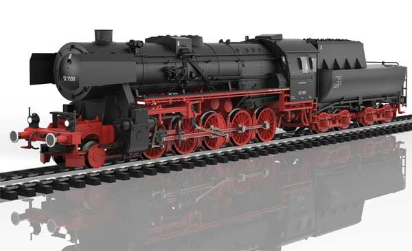 Class 52 2-10-0 w/Witte Deflectors & Tub Tender - 3-Rail w/Sound & Digital -- German Federal Railroad DB #52 1530 (Era III 1951-1952, black, red)-1
