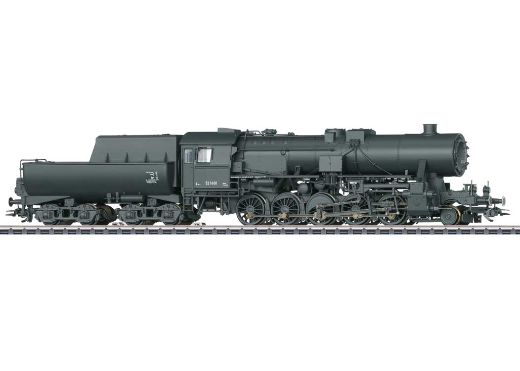Class 52 2-10-0 Tub Tender - 3-Rail - Sound and Digital -- German State Railroad DR #52 1400 (Era II 1943-1944, dark gray)-2