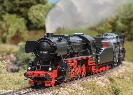 Class 52 2-10-0 w/Solid Frame Tender - 3-Rail - Sound and Digital -- German Federal Railroad DB #52 6884 (Era III 1951, black, red)-4