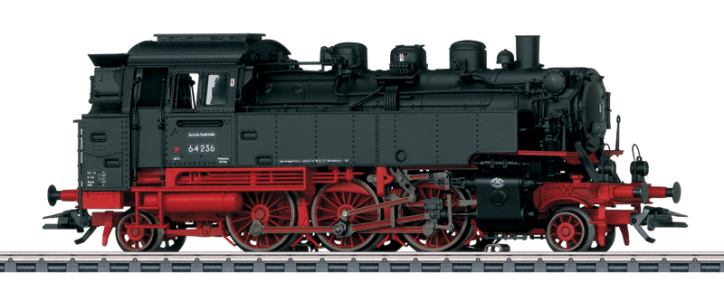 Class 64 2-6-2T - 3-Rail w/Sound & mfx+ Digital -- German Federal Railroad DB (Era III 1955, black, red)